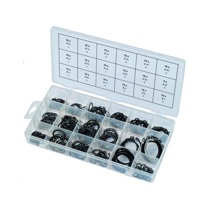 ASSORTIMENT DE CIRCLIPS INTERNES ET EXTERNES, 225 PCKS TOOLS 970.0310