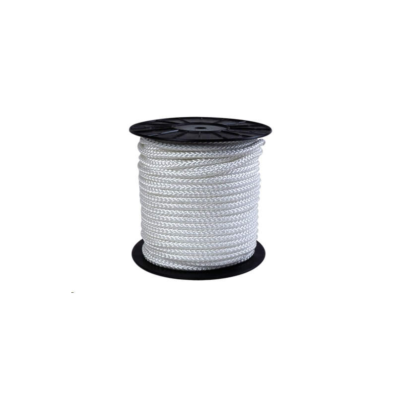 DRISSE POLYPROPYLENE TRESSEE D.6 MM BLANCHE BOBINE DE 100 M(PAR MULTIPLE DE 5m)