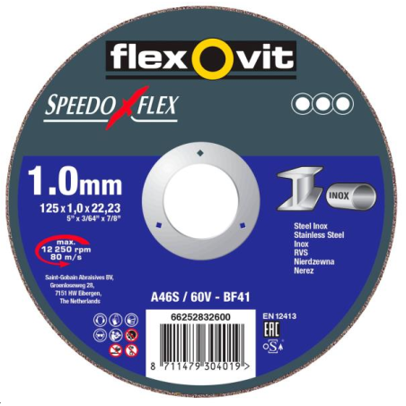 MEULE DE TRONÇONNAGE SPEEDOFLEX-INOX-125X1X22.2FLEXOVIT 66252832600